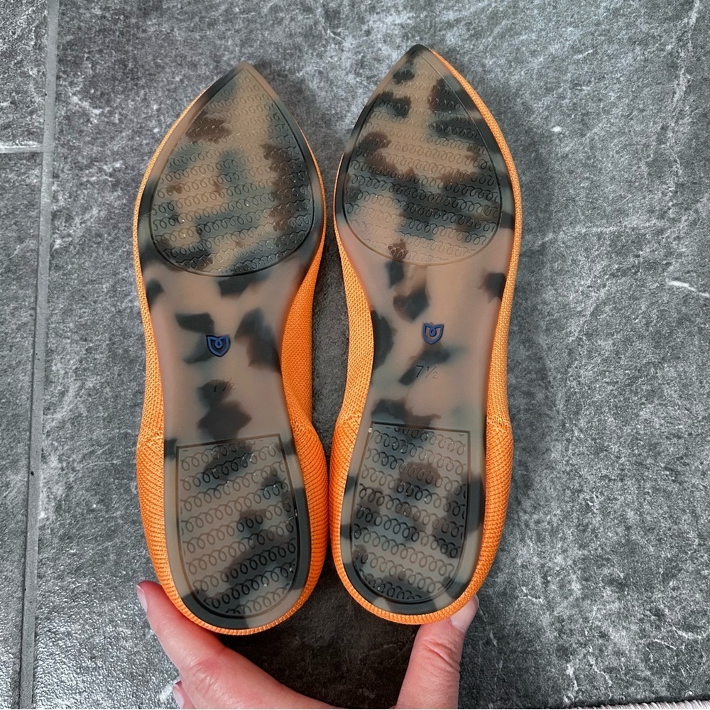 Rothy's Vibrant Tangerine Orange Ballet Flats Tortoiseshell Bottom Size 7.5 - Picture 10 of 13